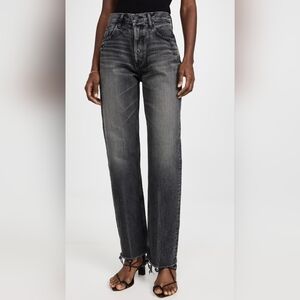 Moussy Vintage Ashley's Wide Straight Black faded Gray jeans denim Size 24